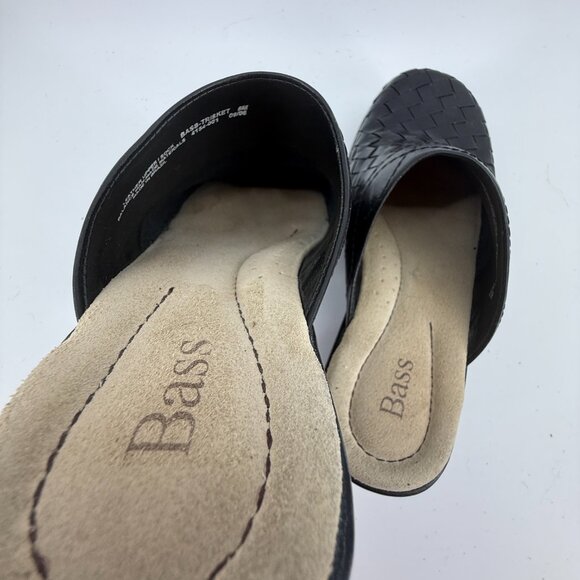 BASS Woven Clogs Black Slip On Leather Upper Size 5M Womens Round Toe - Picture 8 of 10
